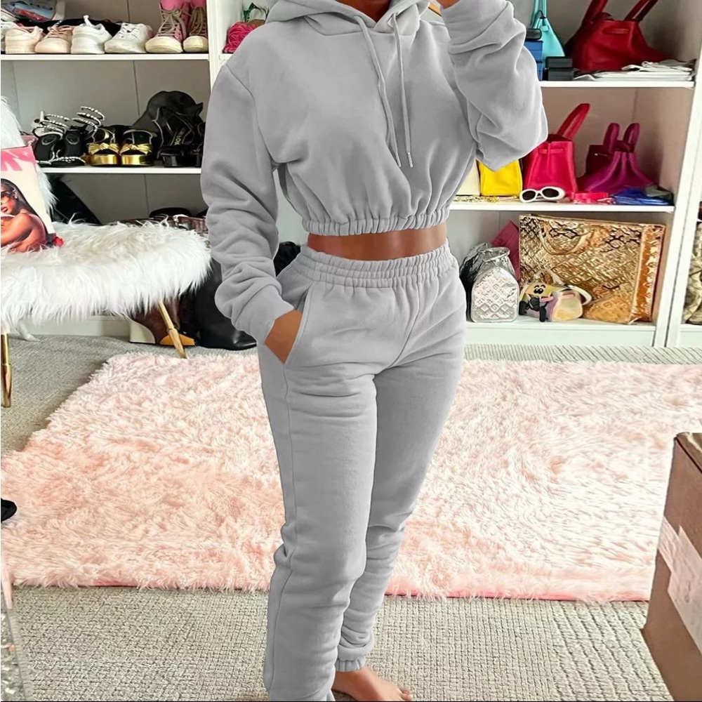 Hoodie Cropped Jogger Set